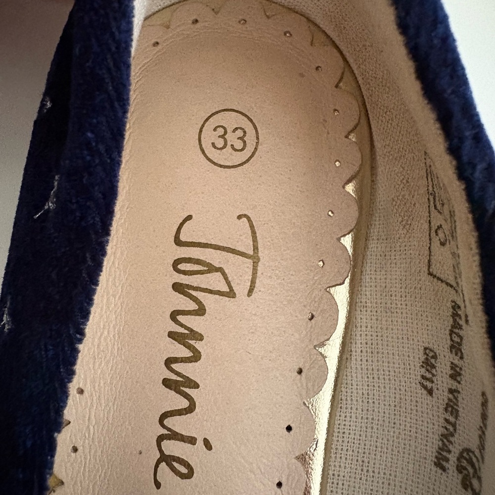 Mini Boden Johnnie B Navy Velvet Star Ballet Flats Girls Size EU 33 / US Kids 2 - Picture 6 of 6